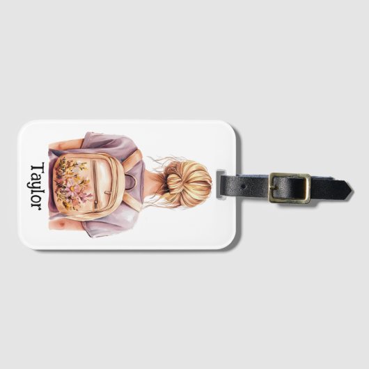 Gepersonaliseerd Bagagelabel - Blonde vrouw (Voorkant (horizontaal))