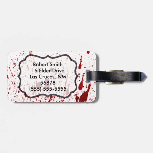 Gepersonaliseerd Bagagelabel Blood Splatter Vampir (Achterkant horizontaal)
