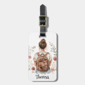 Gepersonaliseerd Bagagelabel – Brunette Woman (Voorkant verticaal)