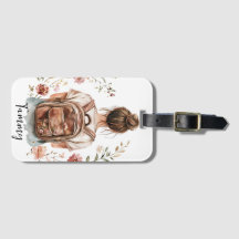 Gepersonaliseerd Bagagelabel – Brunette Woman