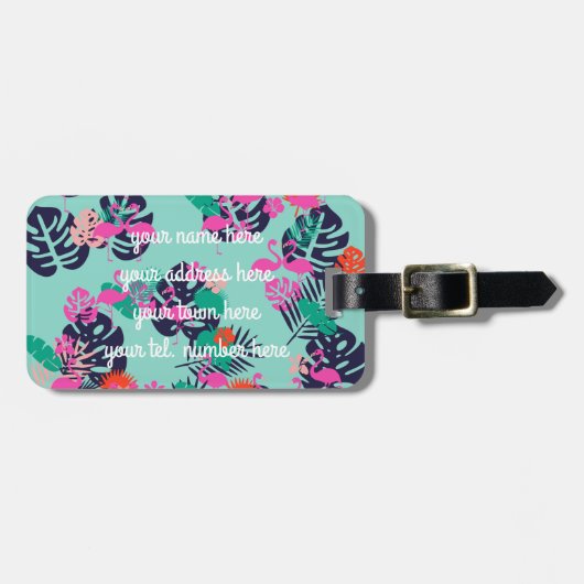 Gepersonaliseerd Bagagelabel Flamingo (Voorkant horizontaal)