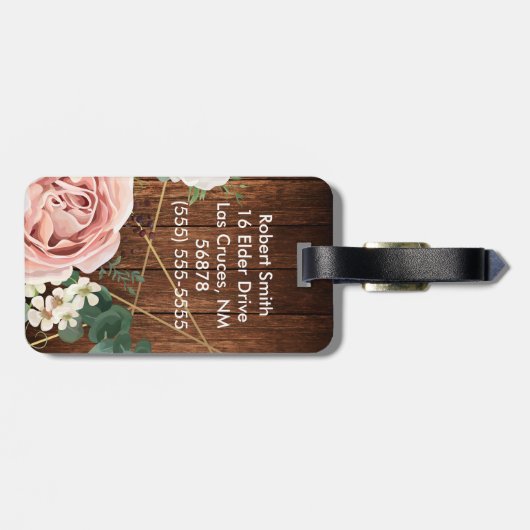 Gepersonaliseerd Bagagelabel Geometric Garden Roos (Achterkant horizontaal)