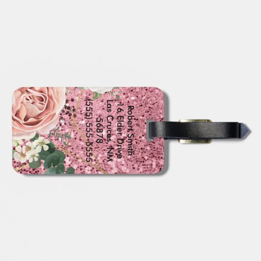 Gepersonaliseerd Bagagelabel Geometric Garden Roos (Achterkant horizontaal)