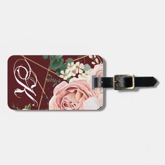 Gepersonaliseerd Bagagelabel Geometric Garden Wine (Voorkant horizontaal)