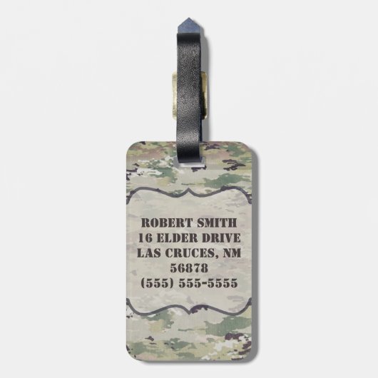 Gepersonaliseerd Bagagelabel Leger OCP Camo Unifor (Achterkant verticaal)