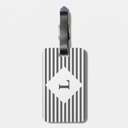 Gepersonaliseerd bagagelabel met zwarte en witte s (Achterkant verticaal)