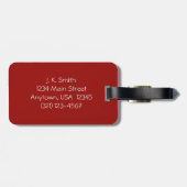 Gepersonaliseerd Bagagelabel, monogram, Crimson &  Bagagelabel (Achterkant horizontaal)