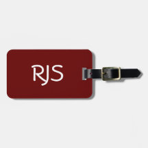 Gepersonaliseerd Bagagelabel, monogram, maroon & w