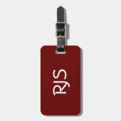 Gepersonaliseerd Bagagelabel, monogram, maroon & w Bagagelabel (Voorkant verticaal)
