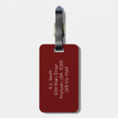 Gepersonaliseerd Bagagelabel, monogram, maroon & w Bagagelabel (Achterkant verticaal)