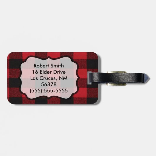 Gepersonaliseerd Bagagelabel rood buffel speldenBe (Achterkant horizontaal)