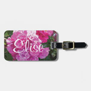 Gepersonaliseerd bagagelabel Roze bloemen artwor