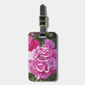 Gepersonaliseerd bagagelabel | Roze bloemen artwor (Voorkant verticaal)