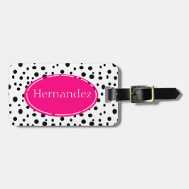 Gepersonaliseerd Bagagelabel roze en zwarte pols
