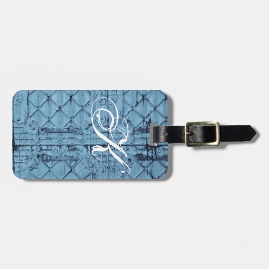 Gepersonaliseerd Bagagelabel rustieke Tin Paneel P (Voorkant horizontaal)