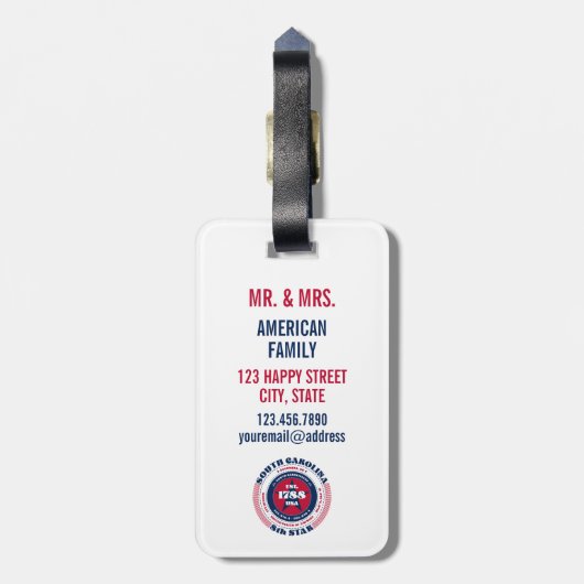 Gepersonaliseerd Bagagelabel van de staat South Ca (Achterkant verticaal)