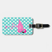Gepersonaliseerd Bagagelabel van Flamingo en Polka (Voorkant horizontaal)