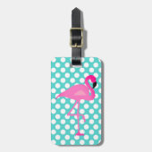 Gepersonaliseerd Bagagelabel van Flamingo en Polka (Voorkant verticaal)