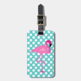 Gepersonaliseerd Bagagelabel van Flamingo en Polka