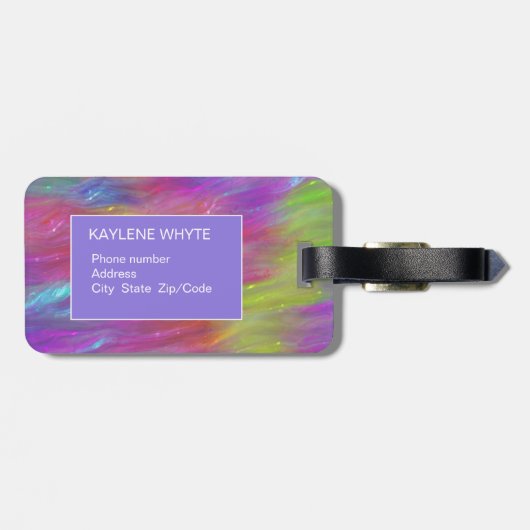 Gepersonaliseerd Bagagelabel van gesmolten regenbo (Achterkant horizontaal)