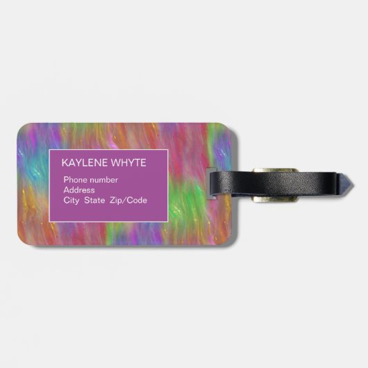 Gepersonaliseerd Bagagelabel van gesmolten regenbo (Achterkant horizontaal)