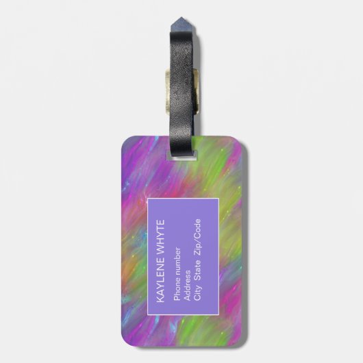 Gepersonaliseerd Bagagelabel van gesmolten regenbo (Achterkant verticaal)