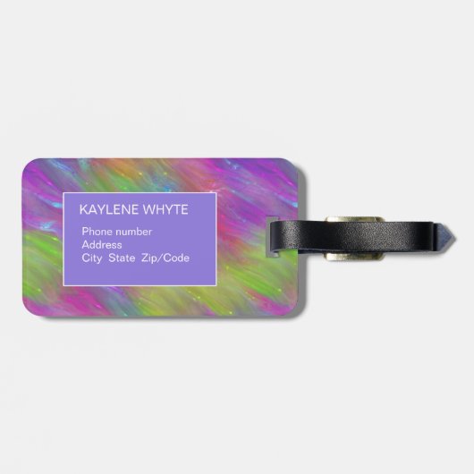 Gepersonaliseerd Bagagelabel van gesmolten regenbo (Achterkant horizontaal)