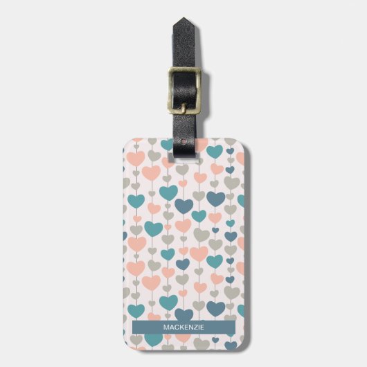 Gepersonaliseerd Bagagelabel van hartblaaspatroon (Voorkant verticaal)