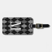 Gepersonaliseerd bagagelabel van monogram argyle (Voorkant horizontaal)