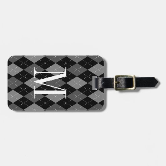 Gepersonaliseerd bagagelabel van monogram argyle (Voorkant horizontaal)