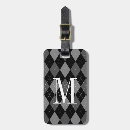 Gepersonaliseerd bagagelabel van monogram argyle (Voorkant verticaal)