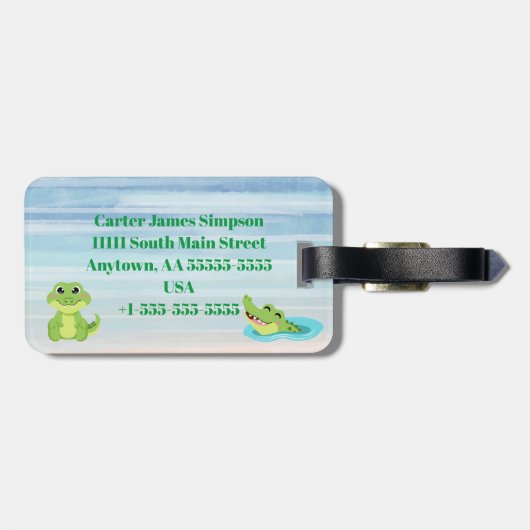 Gepersonaliseerd Bagagelabel voor Alligatorbeveili (Achterkant horizontaal)
