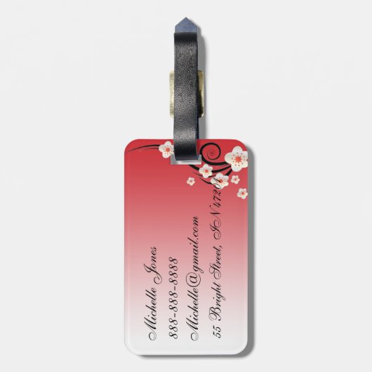 Gepersonaliseerd Bagagelabel voor bloesem van kers (Achterkant verticaal)