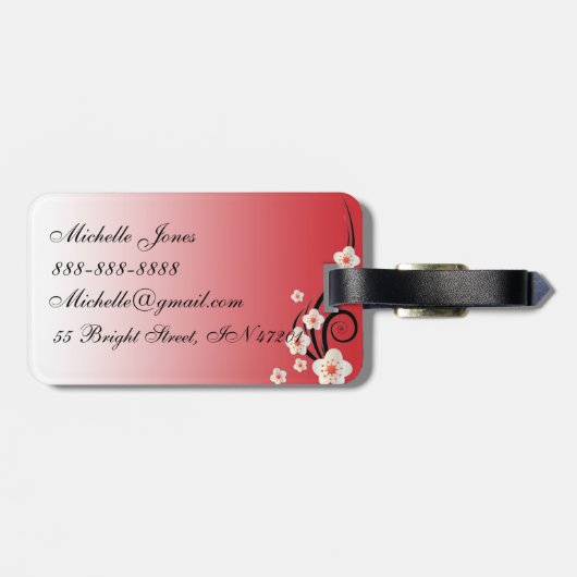 Gepersonaliseerd Bagagelabel voor bloesem van kers (Achterkant horizontaal)