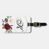 Gepersonaliseerd Bagagelabel White Roses Gold GE (Voorkant horizontaal)