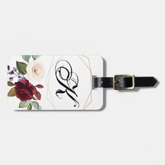 Gepersonaliseerd Bagagelabel White Roses Gold GE (Voorkant horizontaal)