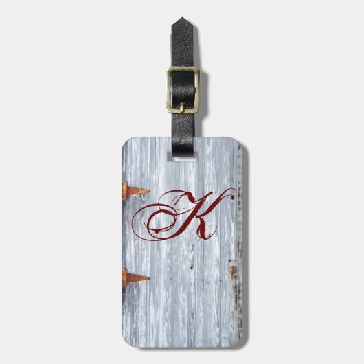 Gepersonaliseerd Bagagelabel Wit Wassen Hout Schuu (Voorkant verticaal)