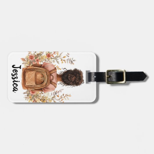 Gepersonaliseerd Bagagelabel – Zwarte vrouw (Voorkant horizontaal)