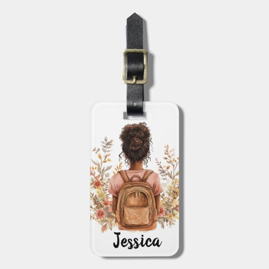 Gepersonaliseerd Bagagelabel – Zwarte vrouw (Voorkant verticaal)
