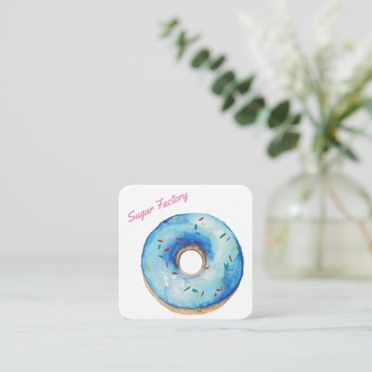 Gepersonaliseerd Bakery Personalized Donut Logo Vierkante Visitekaartje (Staand voorkant)
