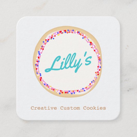 Gepersonaliseerd Bakery Specialized Cookie Logo Vierkante Visitekaartje (Voorkant)