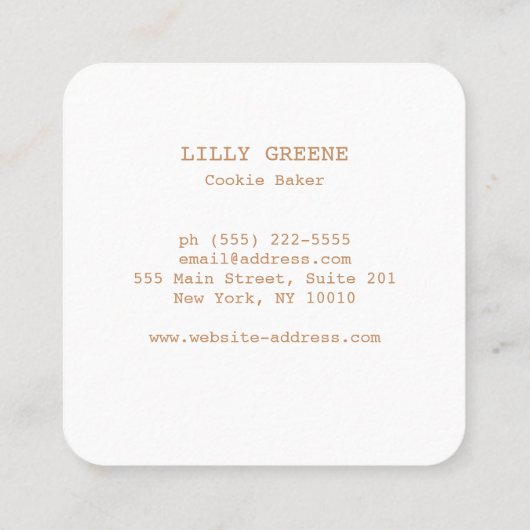 Gepersonaliseerd Bakery Specialized Cookie Logo Vierkante Visitekaartje (Achterkant)