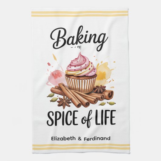 Gepersonaliseerd bakken is de Spice of Life Handdo Theedoek (Verticaal)