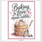 Gepersonaliseerd bakken is liefde gemaakt eetbaar sticker (Vel)