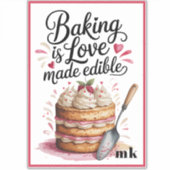 Gepersonaliseerd bakken is liefde gemaakt eetbaar sticker (Voorkant)