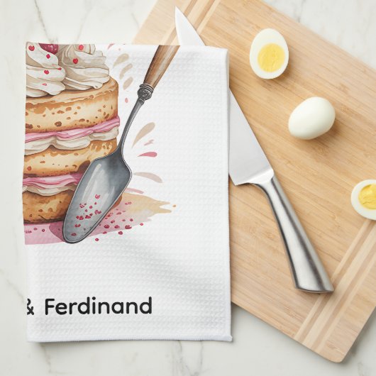 Gepersonaliseerd bakken is liefde gemaakt eetbaar theedoek (Quarter Fold)