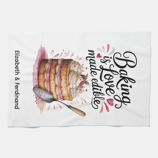 Gepersonaliseerd bakken is liefde gemaakt eetbaar theedoek (Horizontaal)