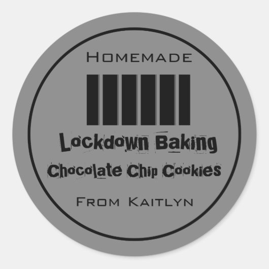 Gepersonaliseerd baklabel zelfgemaakte lockdown co ronde sticker (Voorkant)