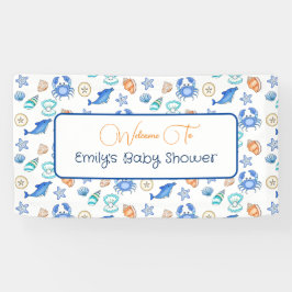 Gepersonaliseerd balkbedreigd Baby shower Spandoek