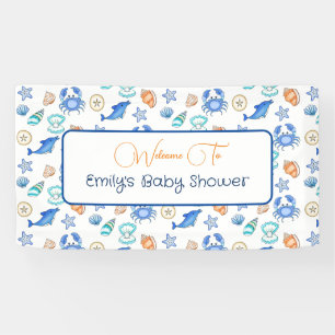 Gepersonaliseerd balkbedreigd Baby shower Spandoek